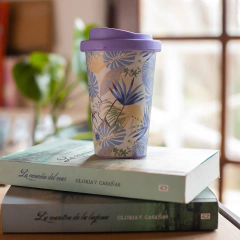Vaso Mug + vinilo Hojas lilas