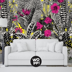 885 - Mural Bosque flores Magenta