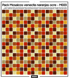 pack x9 -Mosaicos venecita naranjas ocre - M023