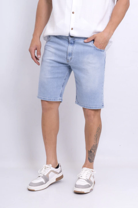 Bermuda Jean Cepillada Sky Regular - comprar online