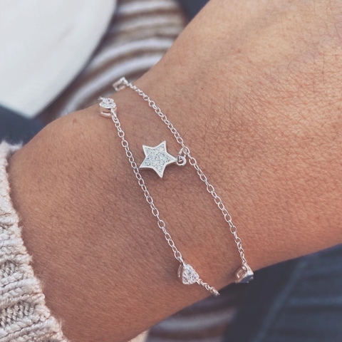 Pulsera Doble Estrella shine - Plata 925 W10.C - comprar online