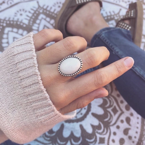 Anillo Magma Blanco - Bronce Bañado Plata 925 E16