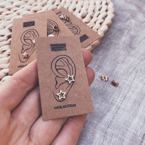 Aros caladitos estrella gold - Acero dorado Y14