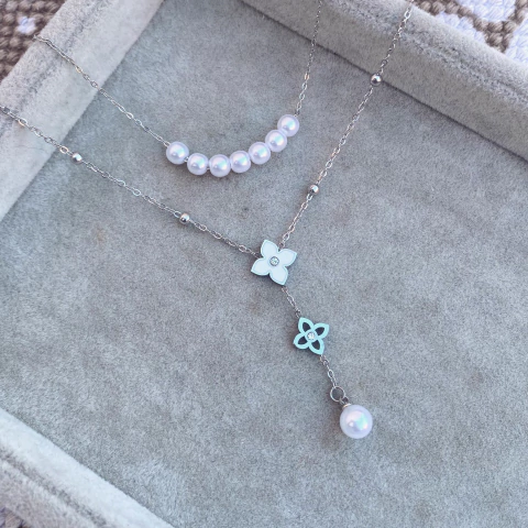 Collar Doble Van cleef perlas - Acero quirúrgico ABC3 - comprar online