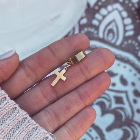Aro Clack Cruz Gold - Acero dorado A9