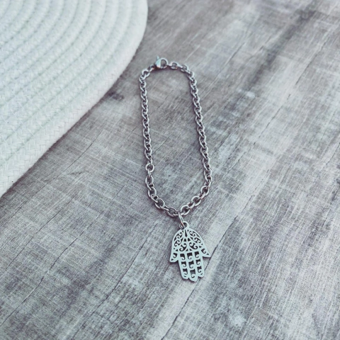 Pulsera Manito Hamsa Calada - Acero quirúrgico K9