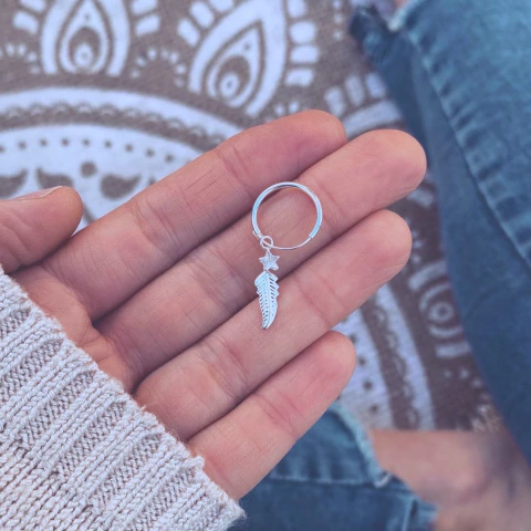 Argollita Pluma Star Shine - Plata 925 C20.H