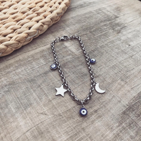 Pulsera Ojitos + Noche - Acero quirúrgico S1