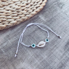 Pulsera o Tobillera Buzio + Ojos regulable - Acero quirúrgico + Hilo tipo seda C12 bis - Tienda Mercado Persa