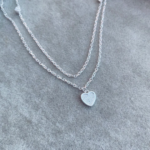 Collar Doble Corazones - Plata 925 Y20.B - comprar online