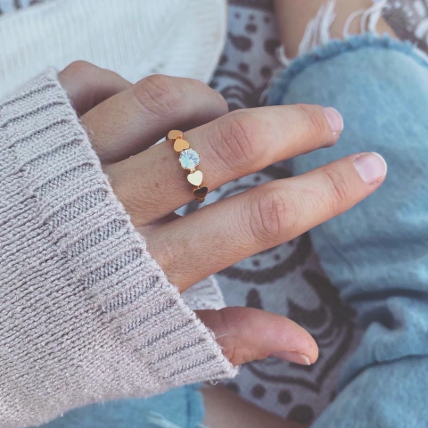 Anillo Brill Corazòn Gold- Acero dorado CC