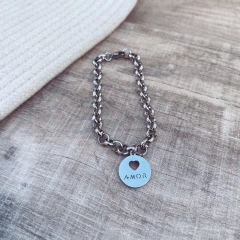 Pulsera Chapita Corazón Amor - Acero quirúrgico P9 - comprar online