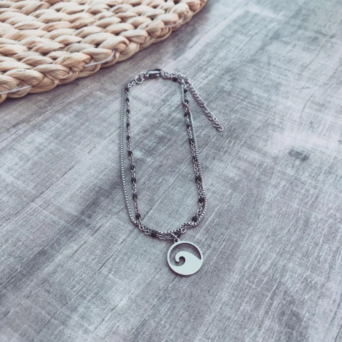 Tobillera Doble black ola - Acero quirúrgico Z3