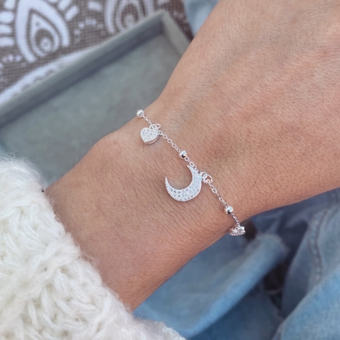 Pulsera Luna Heart - Plata 925 W3 - comprar online