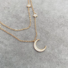 Collar Doble Lua Gold - Plata 925 Bañada en Oro W1.E en internet