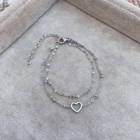 Pulsera Doble Sweet Heart - Acero quirúrgico - D5 bis
