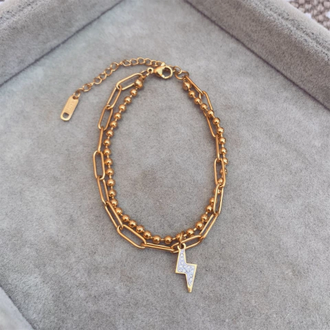 Pulsera Doble Rockilat Gold - Acero Dorado C13.bis