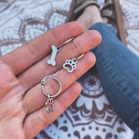 Aros con dije Dogui - Acero quirúrgico H5