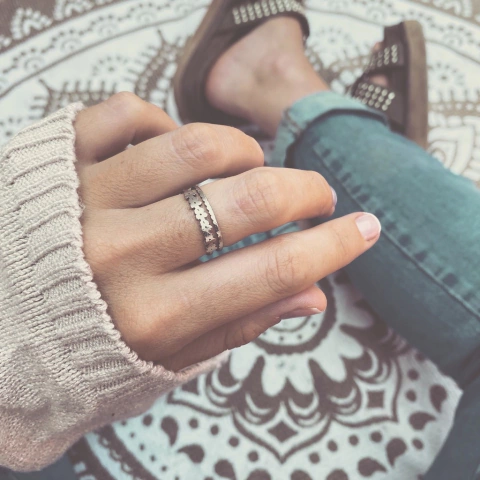 Anillo Doble cool Florcitas - Acero quirúrgico AN