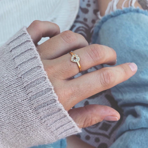 Anillo Nihuly Corazòn Gold- Acero dorado A18.W