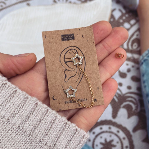 Aro Doble Agujerito Miley Gold - Acero dorado J7 bis