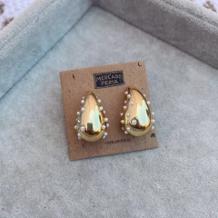 Aros Gota Perlas Gold - Acero dorado M32.B - comprar online