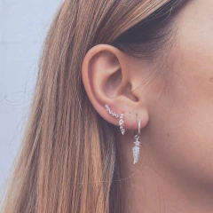 Argollita Pluma Star Shine - Plata 925 C20.H - comprar online