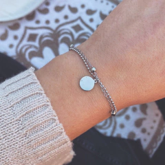 Pulsera Doble bolitas con dije - Acero quirúrgico V23.A en internet