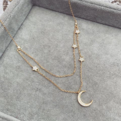 Collar Doble Lua Gold - Plata 925 Bañada en Oro W1.E