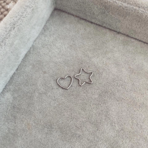 Piercing Corazon y Estrella - Acero quirúrgico M27.J