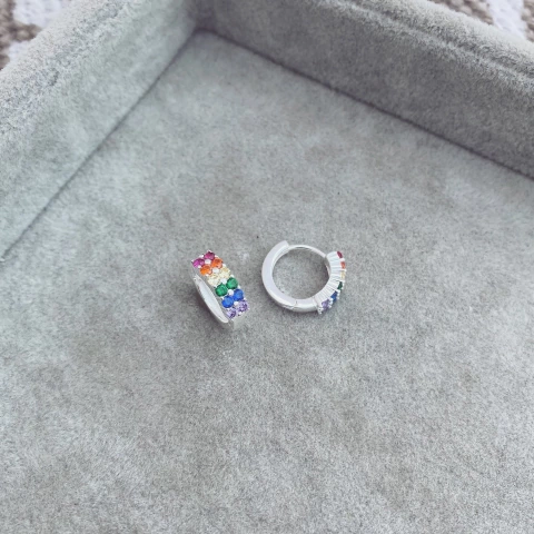 Aros Doble Rainbow - Plata 925 M22.G