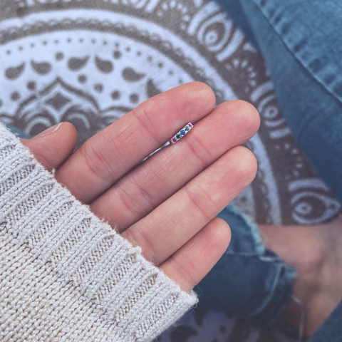 Aro Mini Brill Rainbow - Plata 925 A14.H