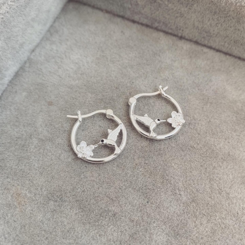Aros Colibri Flor - Plata 925 Y21.E - comprar online