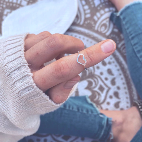 Corazon Calado - Media falange o pie - Plata 925 A12.T