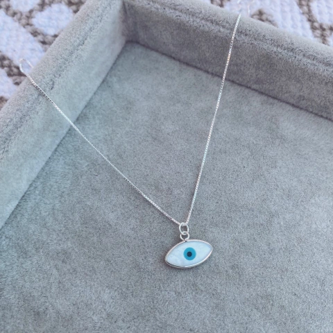 Collar Ojo Nacarado Alargado - Plata 925 Y21.M