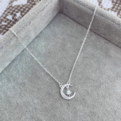 Collar Luna + Destello - Plata 925 W13