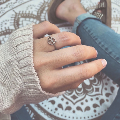 Anillo Origumi Gatito - Acero quirúrgico CC