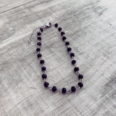 Tobillera o pulsera Cristal negro - Acero quirúrgico V20.C