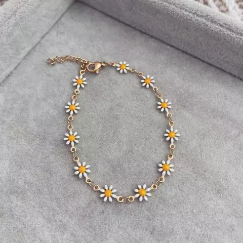 Tobillera Margaritas Gold - Acero Dorado X2.F