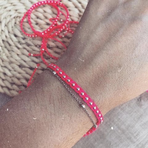 Pulsera Estiu Regulable Rosa Fluo o Plata 925 O3 - comprar online