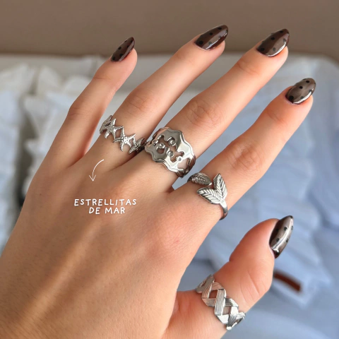 Anillo Regulable Estrellitas mar - Acero quirúrgico - comprar online