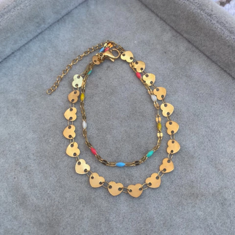 Pulsera Doble Cocory Rainbow Gold - Acero Dorado P2 - comprar online