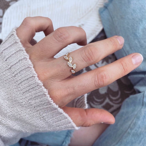 Anillo Hojitas Shine Gold - Acero Dorado M30.F