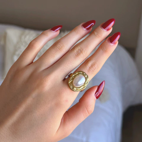 Anillo Maxpearl Gold - Acero dorado Z16 - comprar online