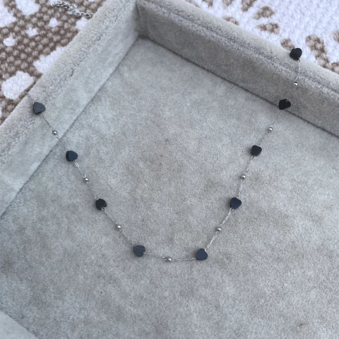 Collar Minihearts color negro - Acero quirúrgico M3 - comprar online