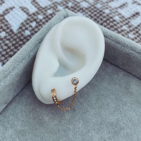 Aro 2 Agujeritos Shiny Gold - Acero dorado L10 bis