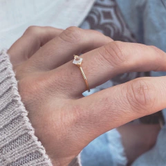 Anillo Cuadri Gold - Plata 925 Bañado en Oro C24.F en internet