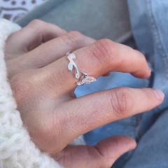 Anillo Colibri Hojita Regulable - Plata 925 Y21.H en internet