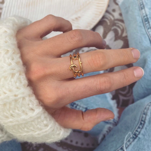 Anillo The Night Gold - Acero Dorado Z15