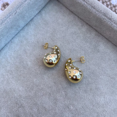 Aros Gota Shine Gold - Acero dorado W15.D en internet